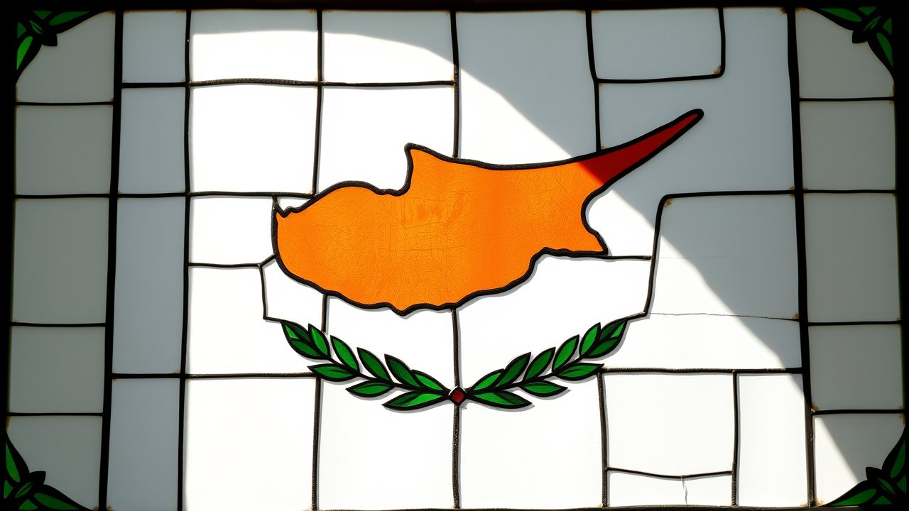 Flag of Cyprus 🇨🇾 in stained glass style
