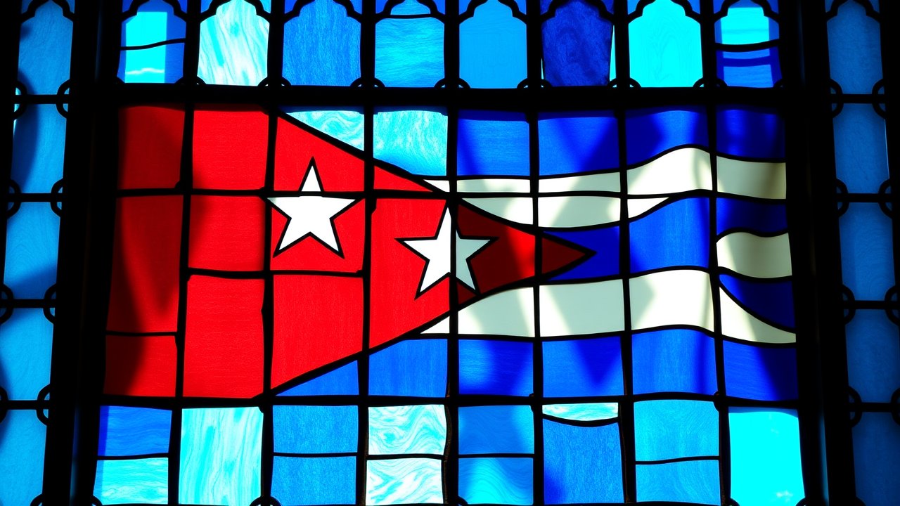 Flag of Cuba 🇨🇺 in stained glass style
