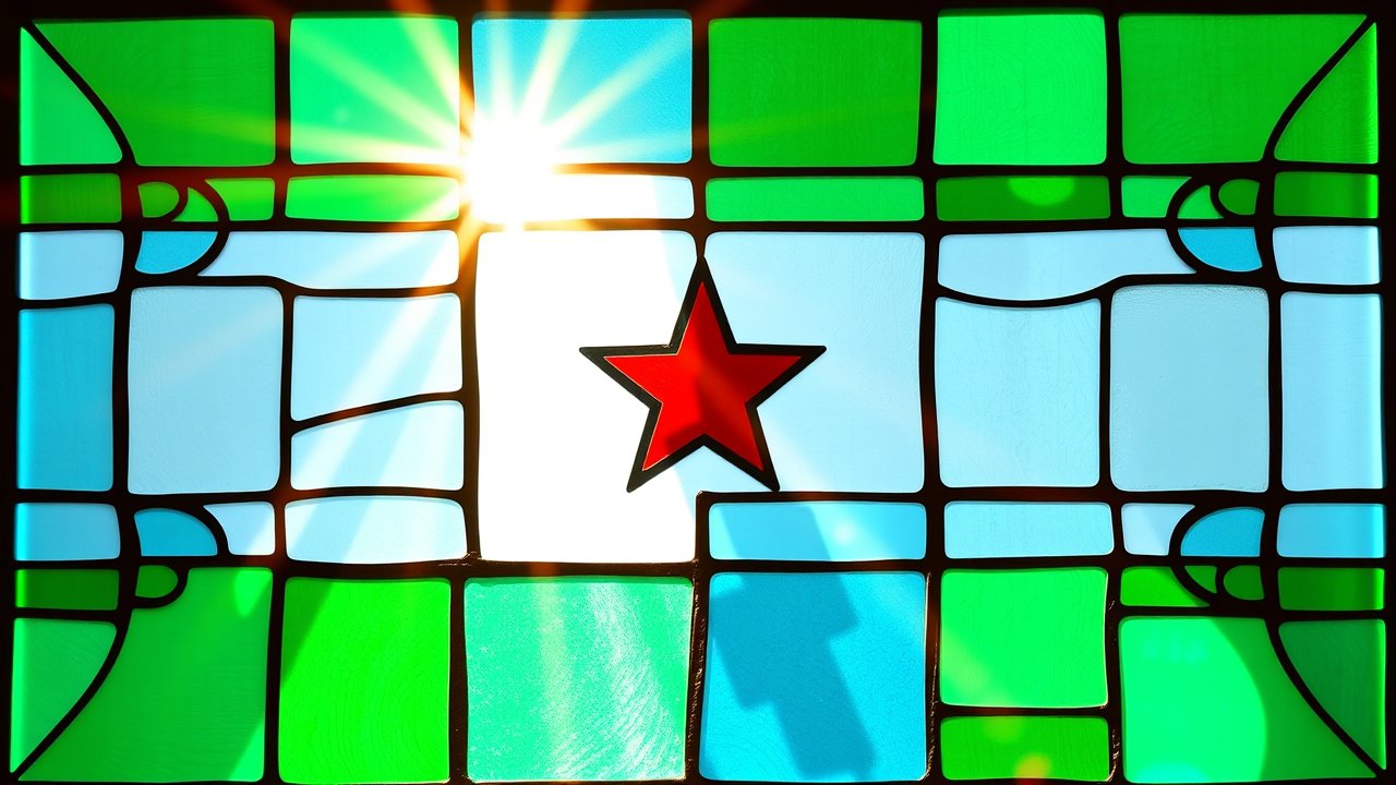 Flag of Djibouti 🇩🇯 in stained glass style
