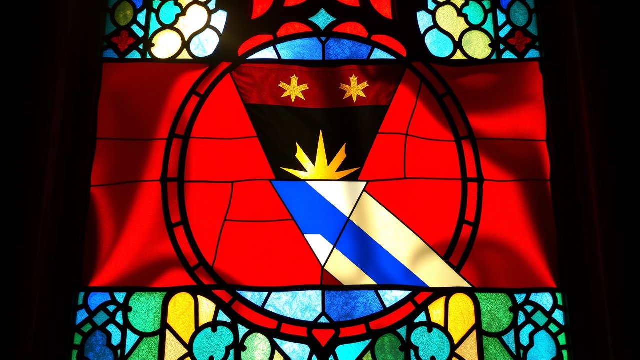 Flag of Antigua and Barbuda 🇦🇬 in stained glass style