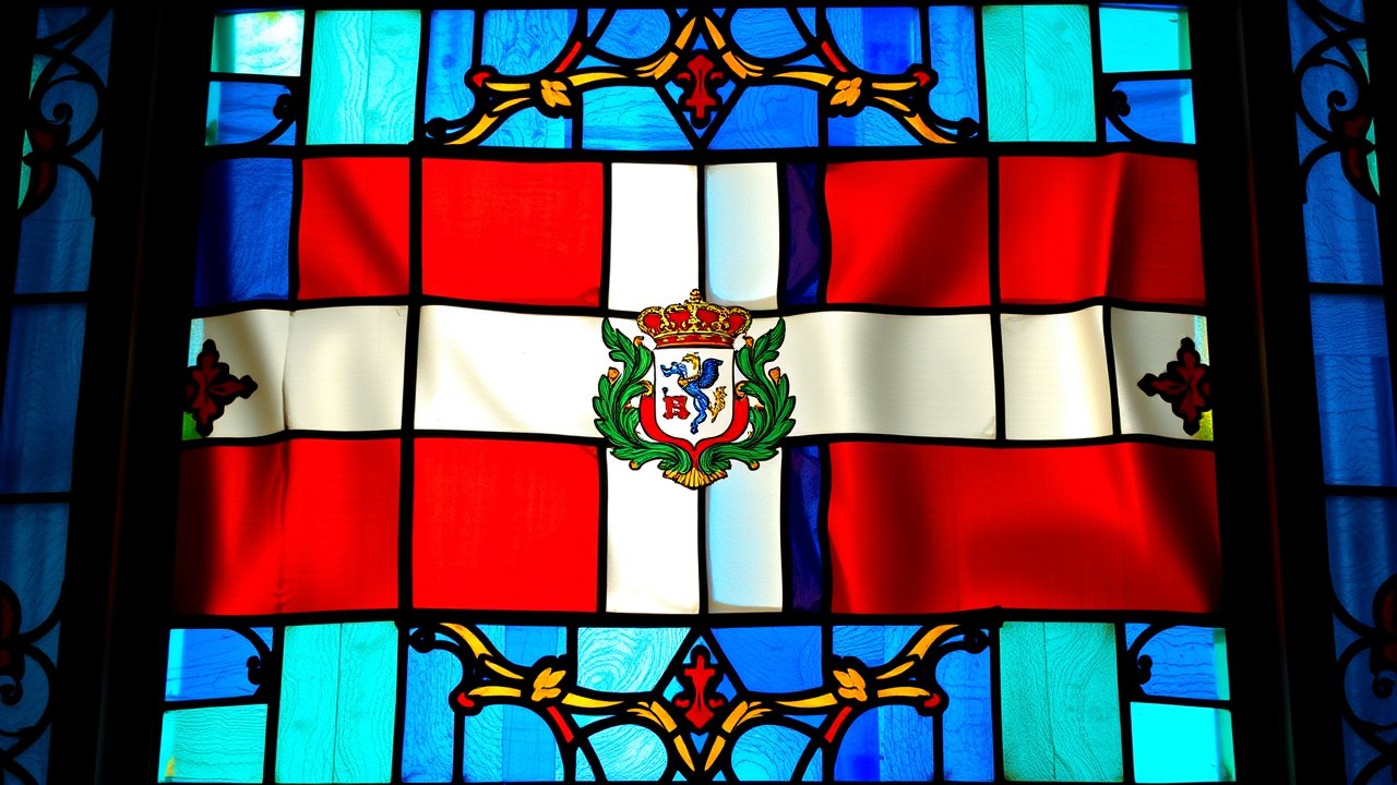 Flag of Dominican Republic 🇩🇴 in stained glass style