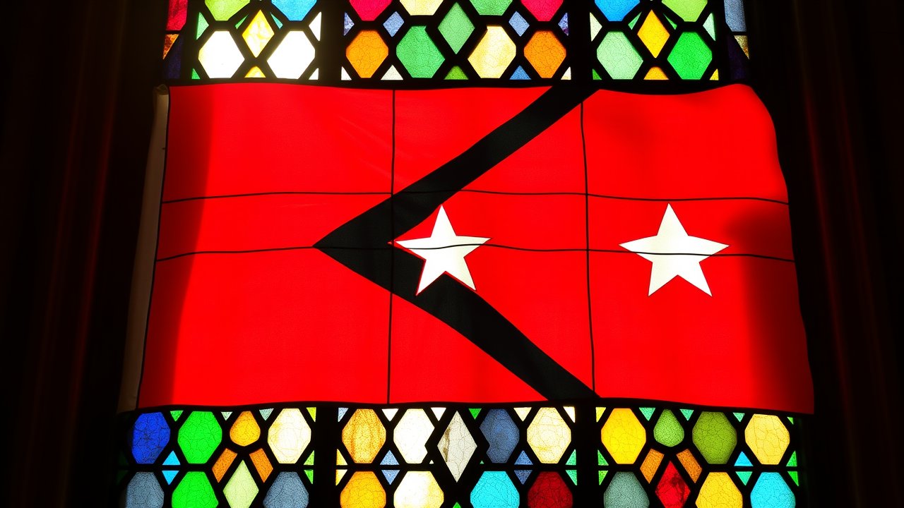 Flag of Timor Leste 🇹🇱 in stained glass style