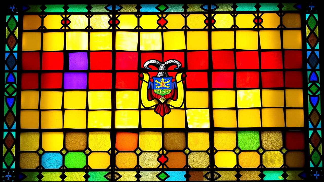 Flag of Ecuador 🇪🇨 in stained glass style