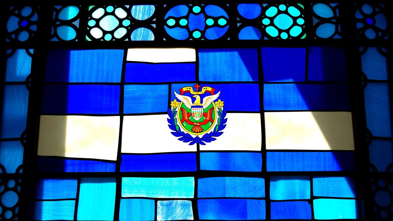 Flag of El Salvador 🇸🇻 in stained glass style