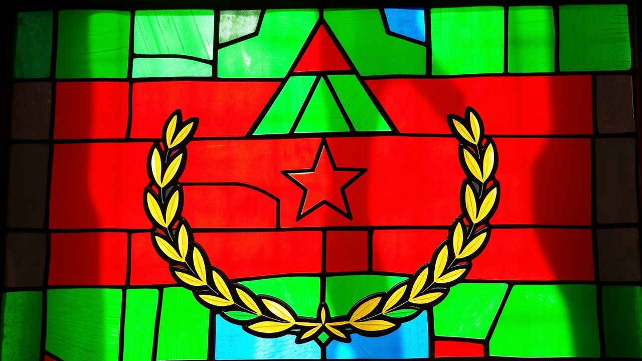Flag of Eritrea 🇪🇷 in stained glass style