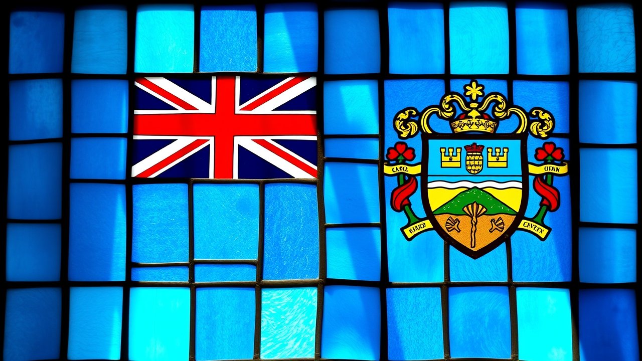 Flag of Fiji 🇫🇯 in stained glass style