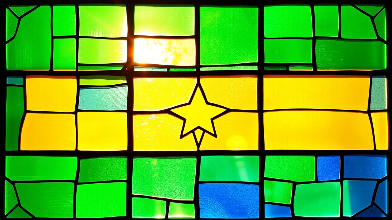 Flag of Gabon 🇬🇦 in stained glass style