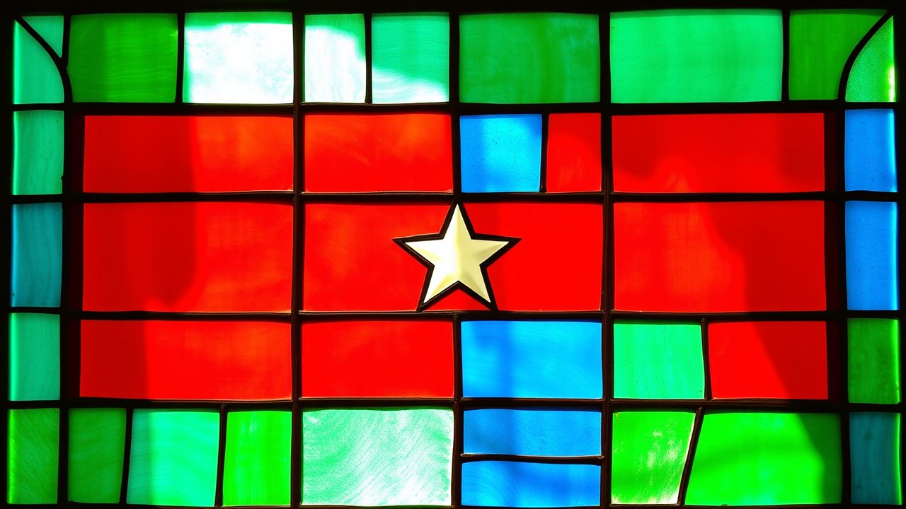 Flag of Gambia 🇬🇲 in stained glass style
