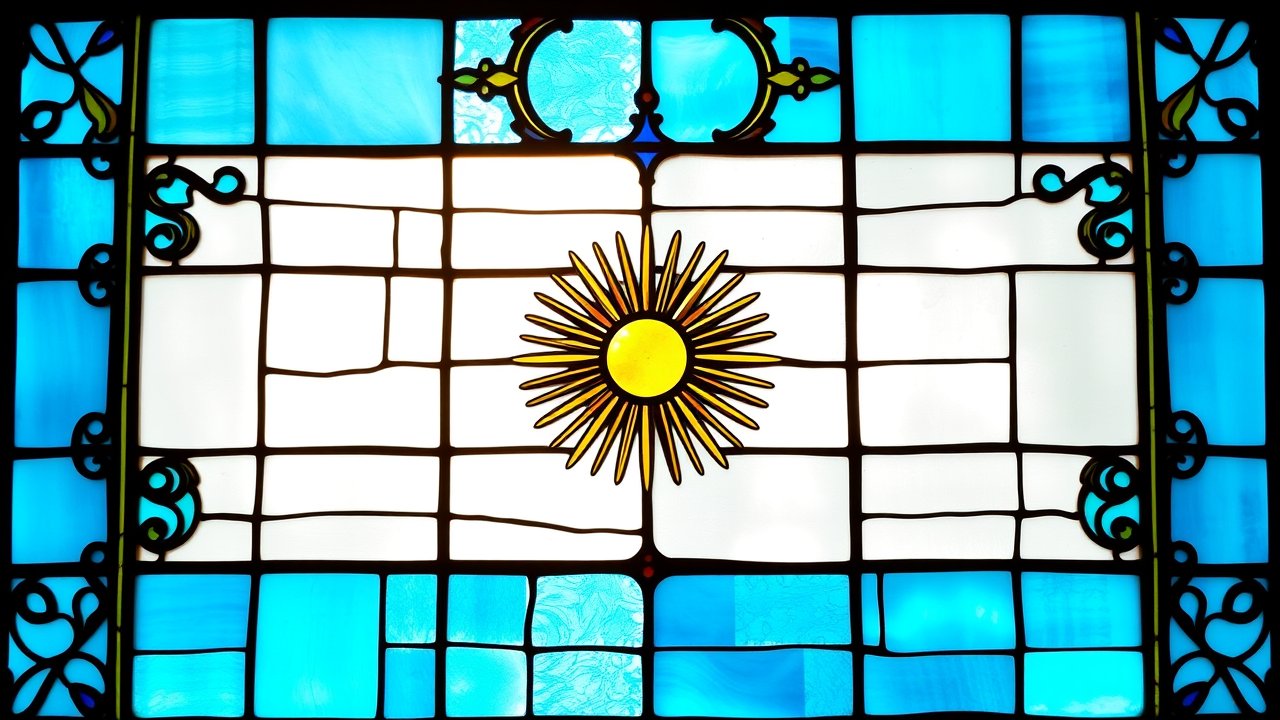 Flag of Argentina 🇦🇷 in stained glass style