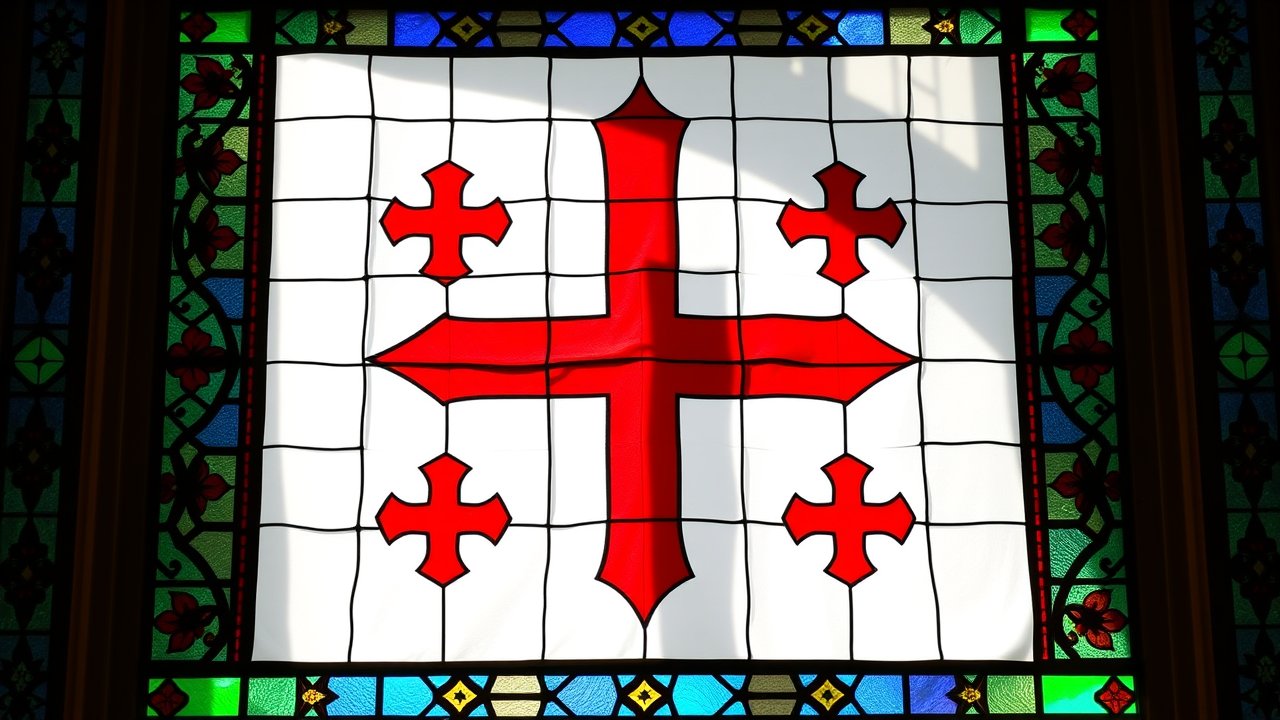 Flag of Georgia 🇬🇪 in stained glass style
