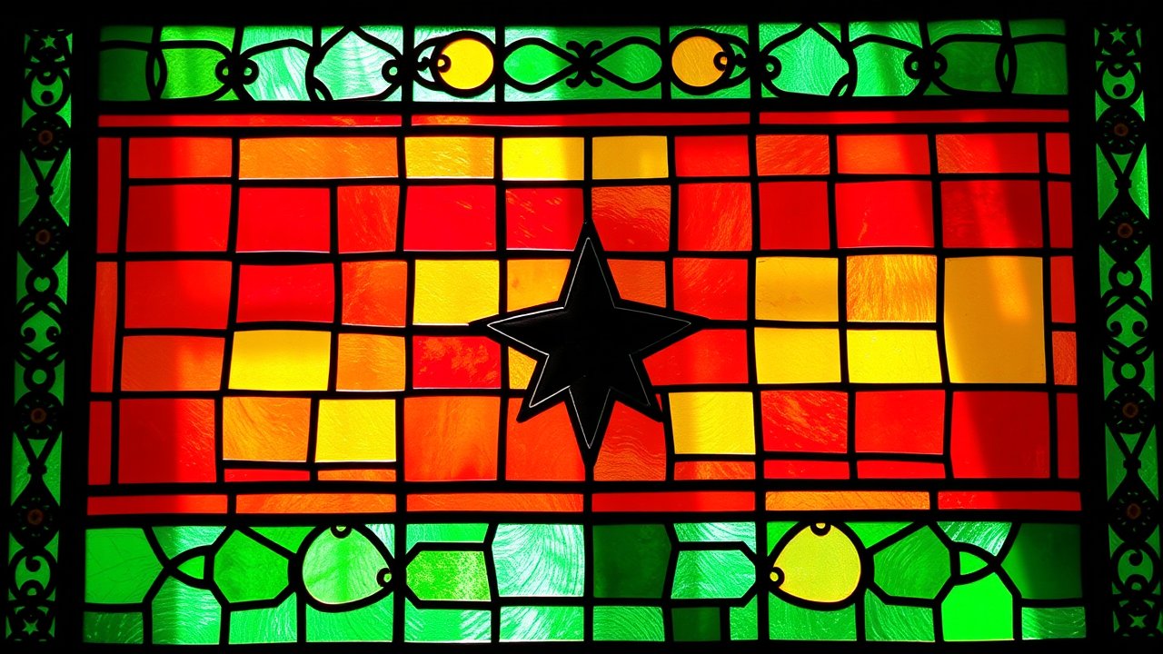 Flag of Ghana 🇬🇭 in stained glass style
