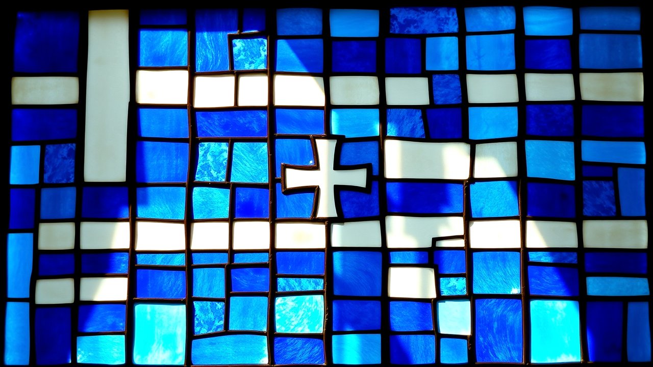 Flag of Greece 🇬🇷 in stained glass style