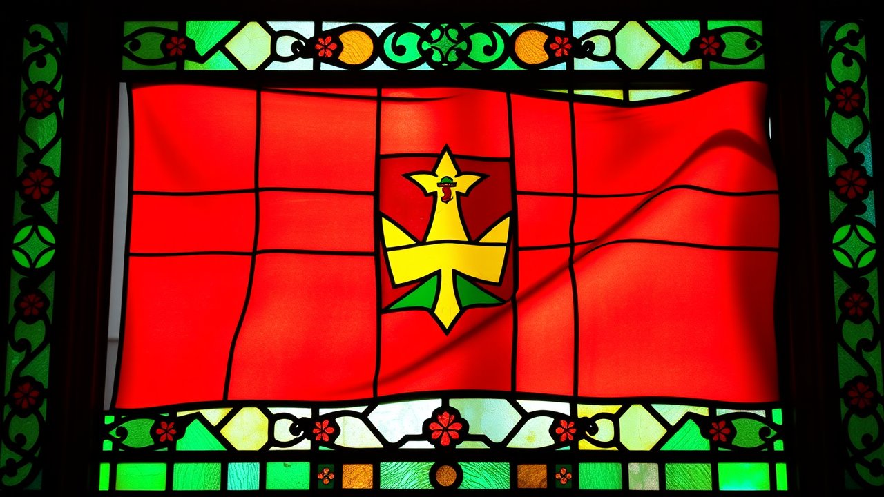 Flag of Grenada 🇬🇩 in stained glass style