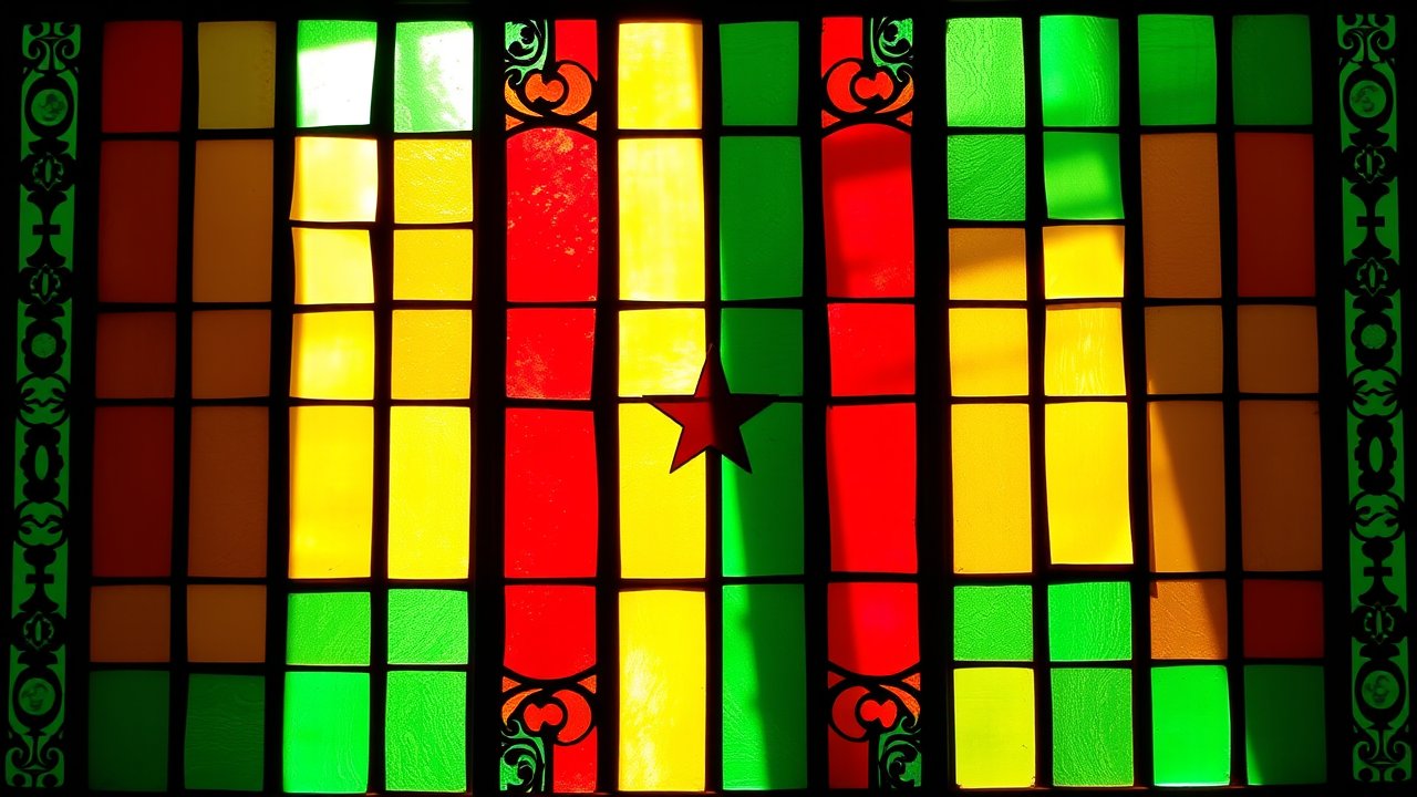 Flag of Guinea 🇬🇳 in stained glass style