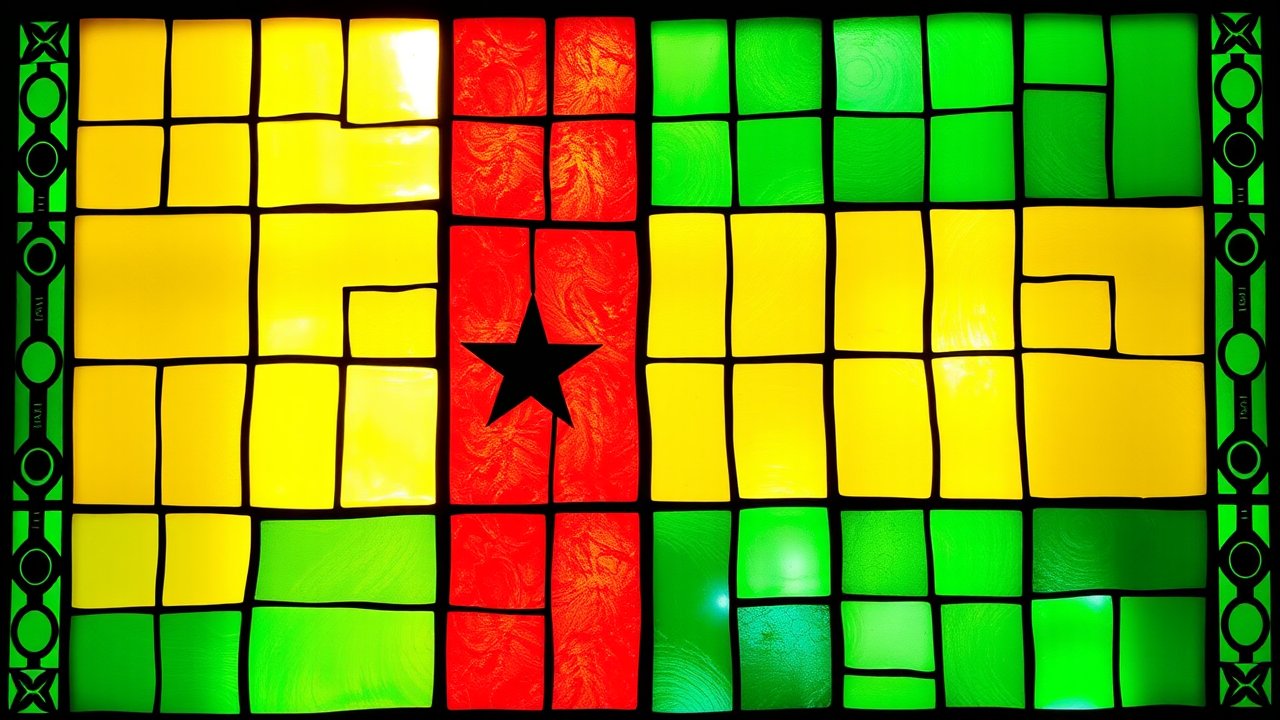Flag of Guinea-Bissau 🇬🇼 in stained glass style