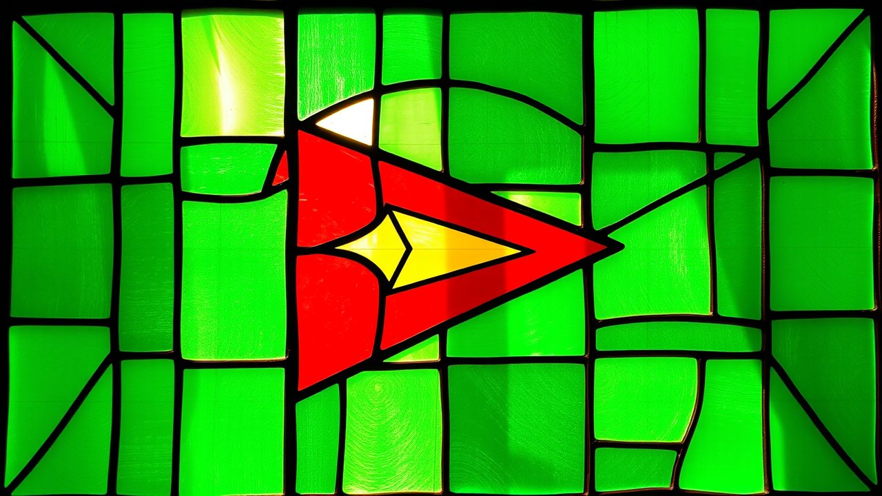 Flag of Guyana 🇬🇾 in stained glass style