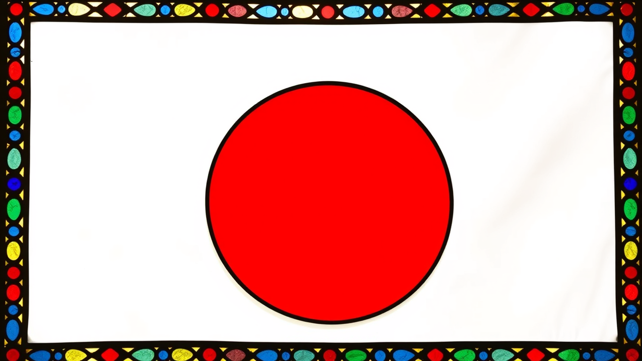 Flag of Japan in stained glass style