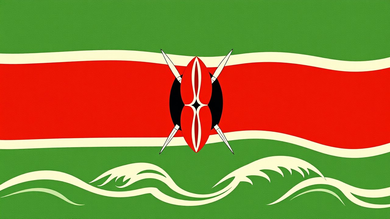 Flag of Kenya 🇰🇪 in ukiyo-e woodblock style