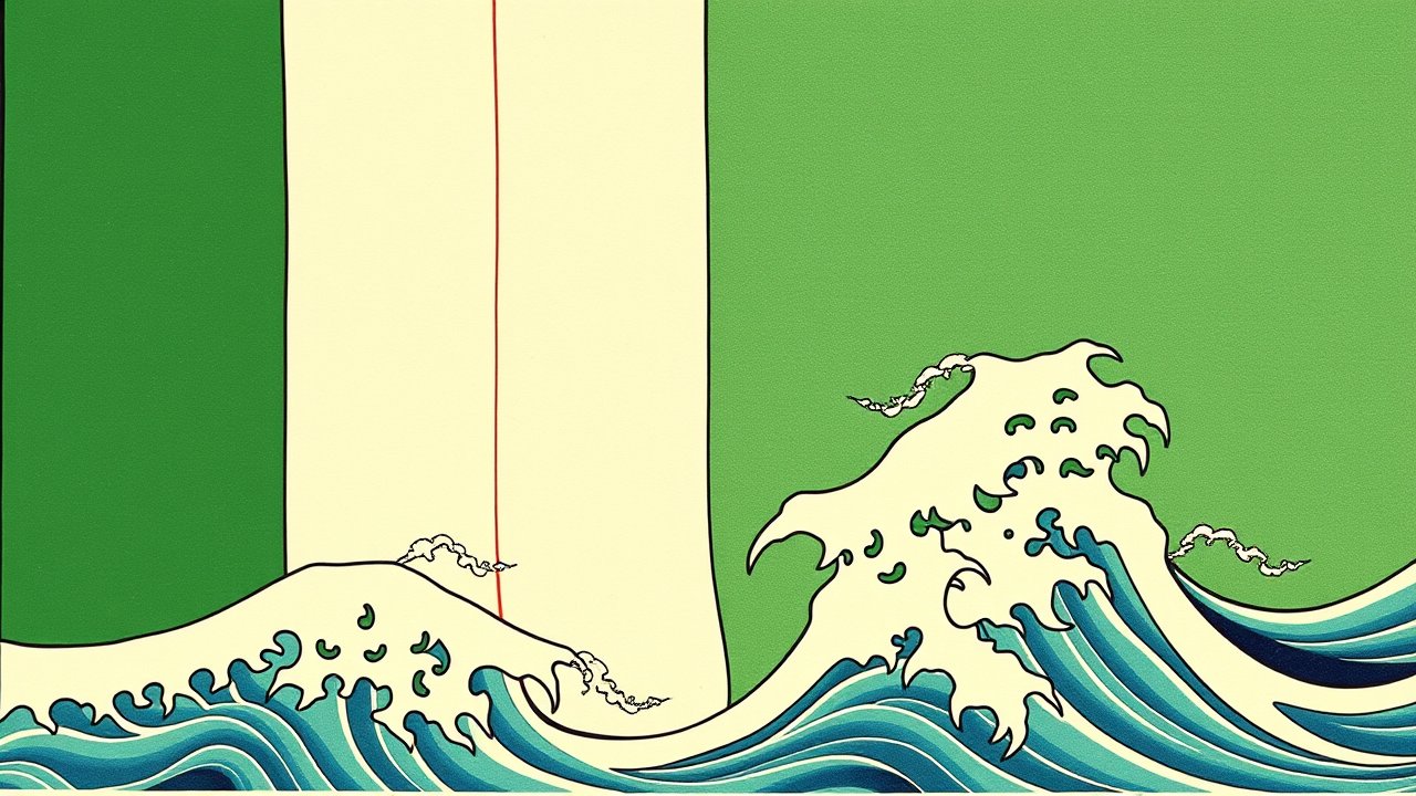 Flag of Italy ๐ฎ๐น (Italian) in ukiyo-e woodblock style