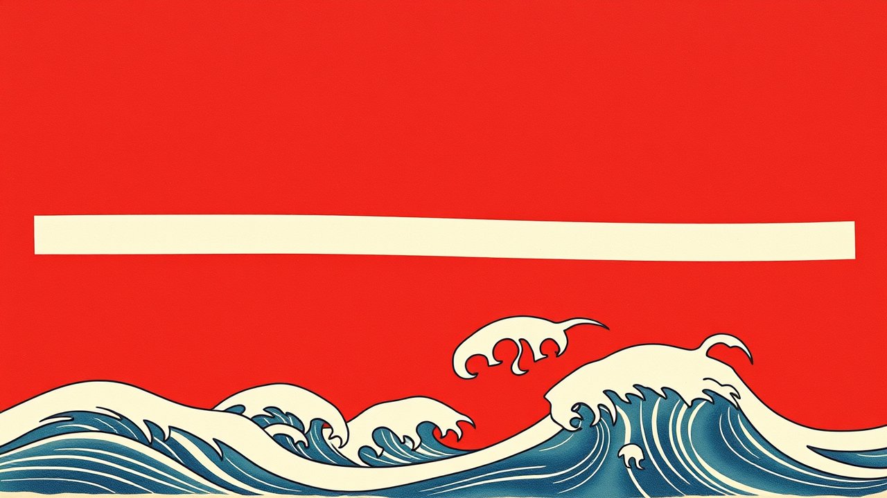 Flag of Latvia 🇱🇻 in ukiyo-e woodblock style