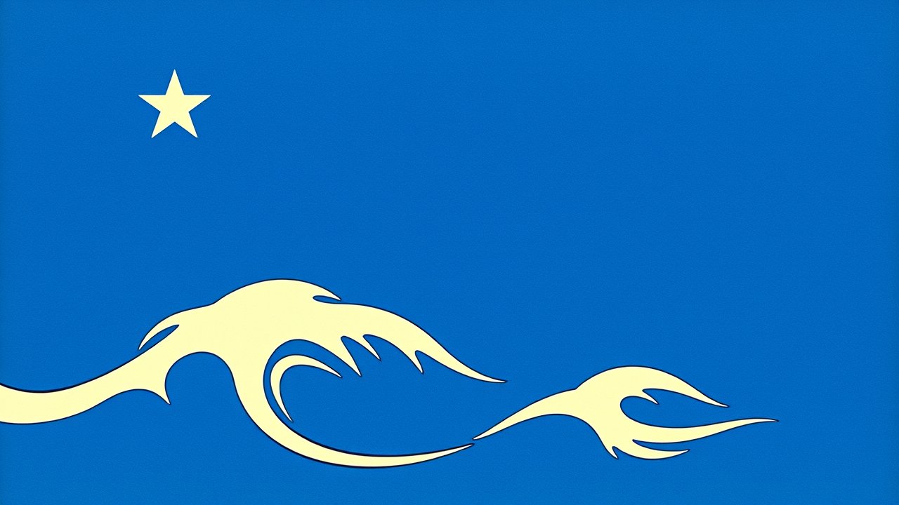 Flag of Nauru 🇳🇷 in ukiyo-e woodblock style