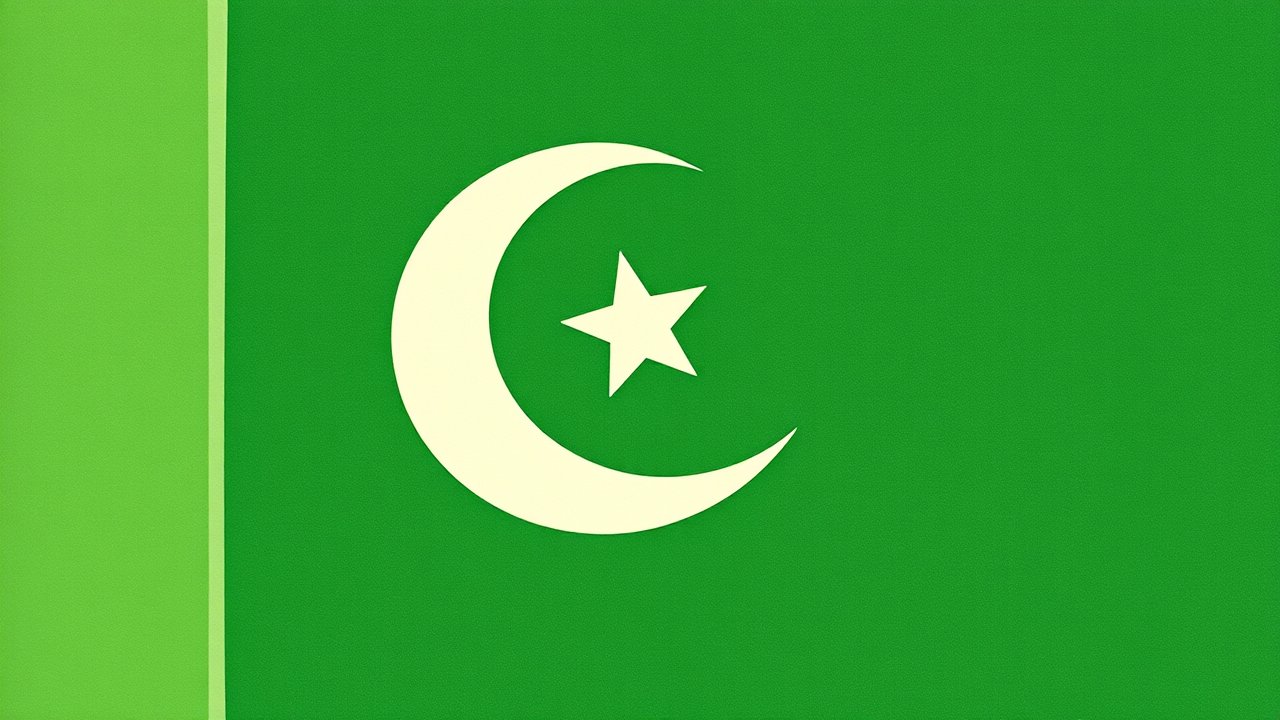 Flag of Pakistan 🇵🇰 in ukiyo-e woodblock style