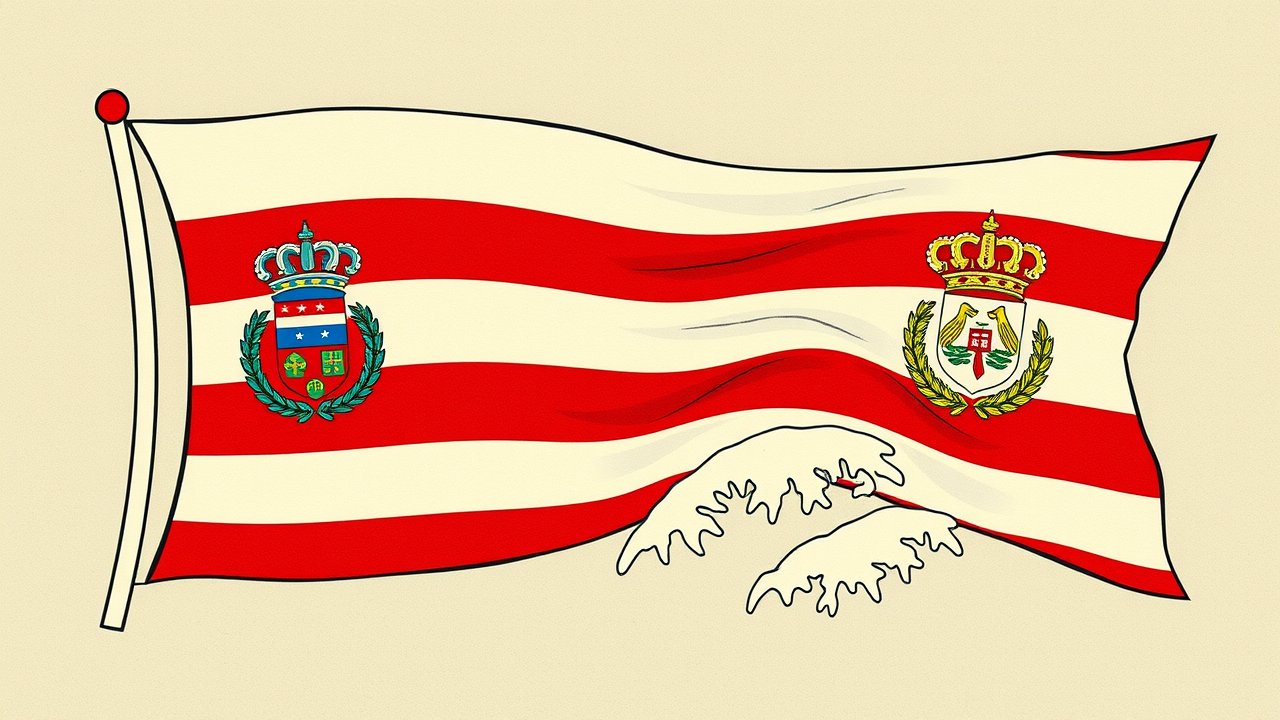 Flag of Paraguay 🇵🇾 in ukiyo-e woodblock style