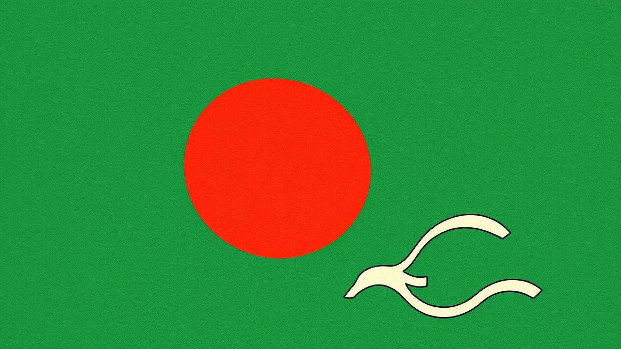 Flag of Bangladesh 🇧🇩 in ukiyo-e woodblock style