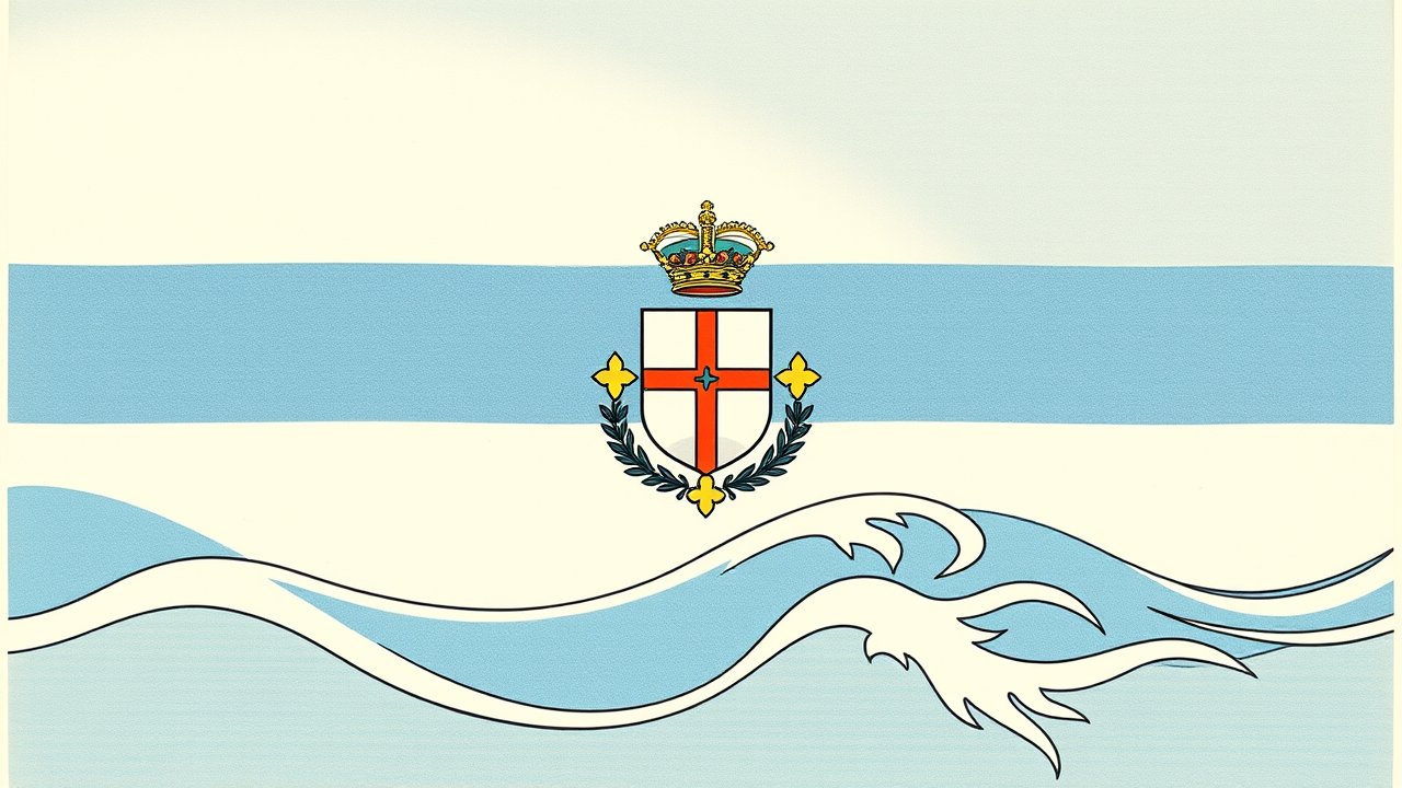 Flag of San Marino 🇸🇲 in ukiyo-e woodblock style