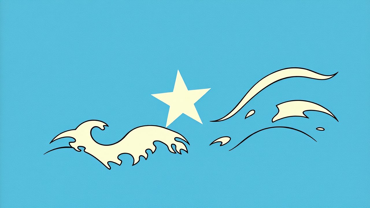 Flag of Somalia 🇸🇴 in ukiyo-e woodblock style
