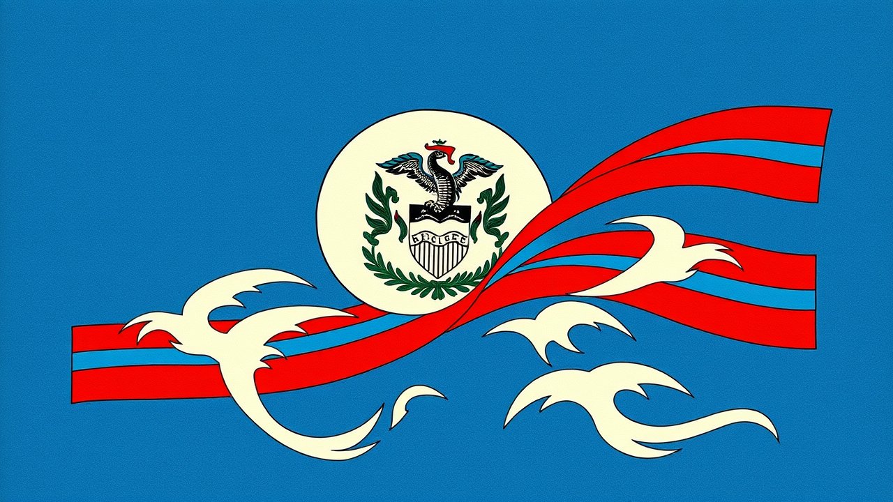 Flag of Belize 🇧🇿 in ukiyo-e woodblock style