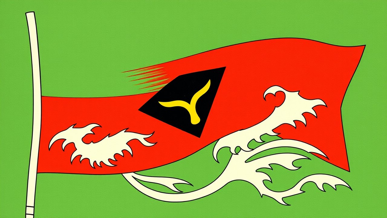 Flag of Vanuatu 🇻🇺 in ukiyo-e woodblock style