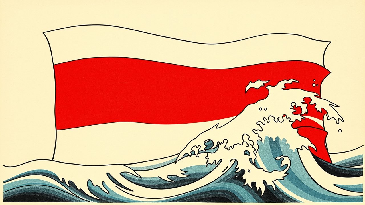 Flag of Yemen 🇾🇪 in ukiyo-e woodblock style