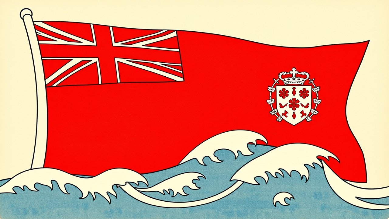 Flag of Bermuda 🇧🇲 in ukiyo-e woodblock style