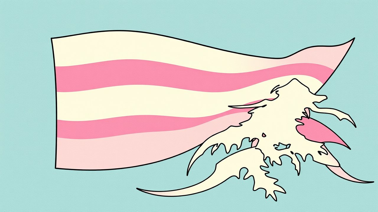 Flag of Transgender (trans) 🏳️‍⚧️ in ukiyo-e woodblock style