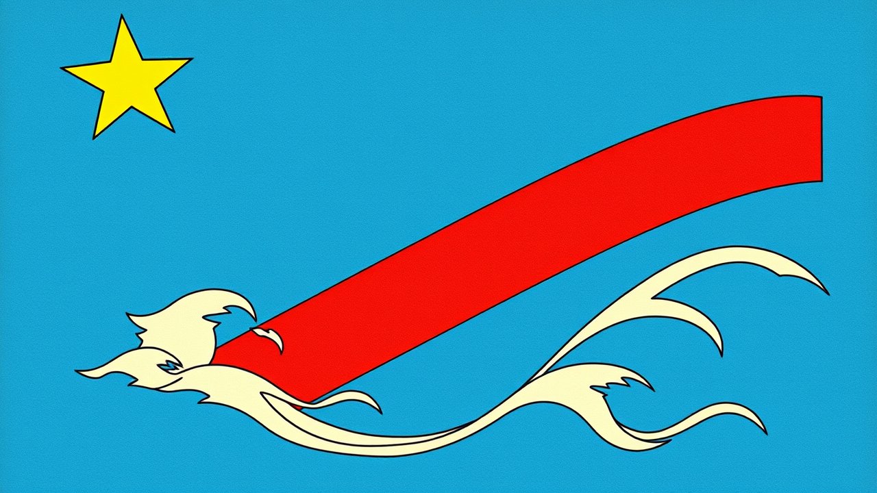 Flag of Democratic Republic of the Congo 🇨🇩 in ukiyo-e woodblock style