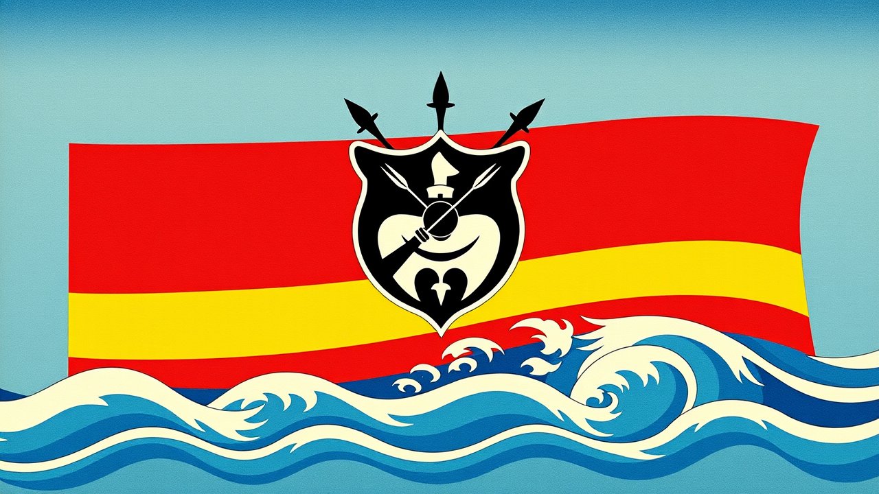 Flag of Eswatini 🇸🇿 in ukiyo-e woodblock style