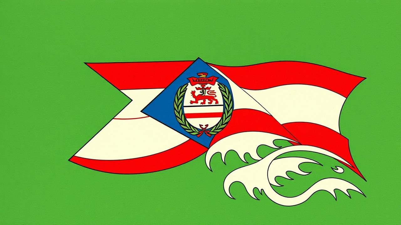 Flag of Equatorial Guinea 🇬🇶 in ukiyo-e woodblock style