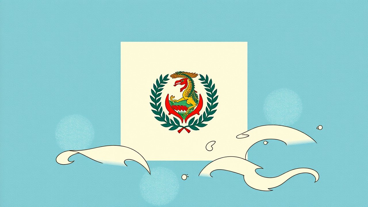 Flag of Guatemala 🇬🇹 in ukiyo-e woodblock style