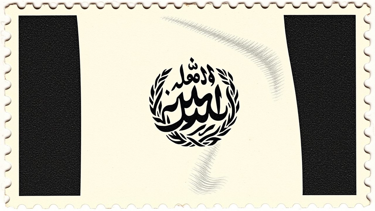 Flag of Afghanistan 🇦🇫 in vintage postage stamp style