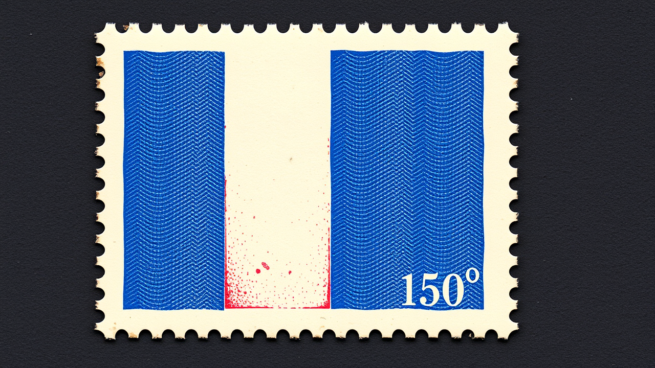 Flag of France in vintage postage stamp style