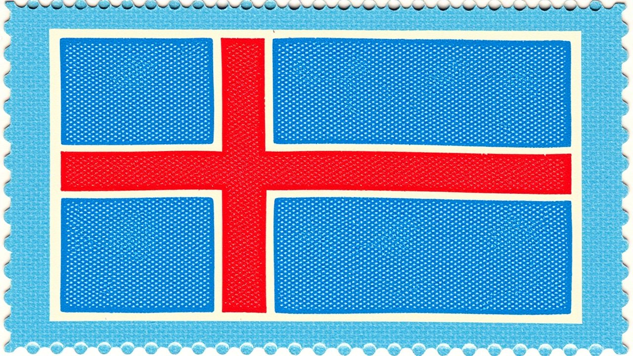 Flag of Iceland 🇮🇸 in vintage postage stamp style