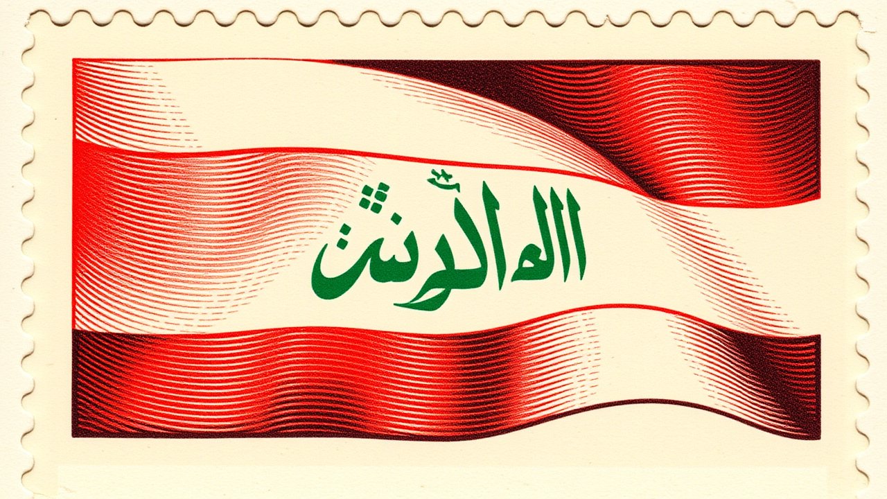 Flag of Iraq 🇮🇶 in vintage postage stamp style