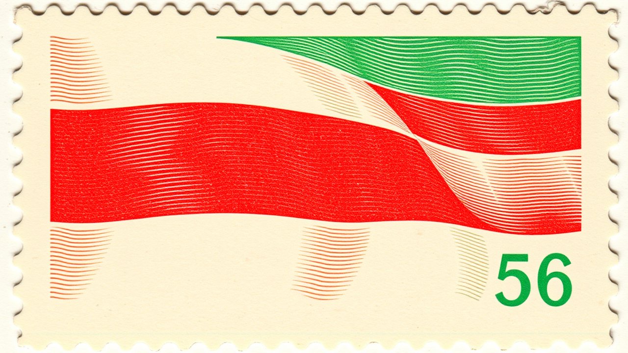 Flag of Hungary 🇭🇺 in vintage postage stamp style