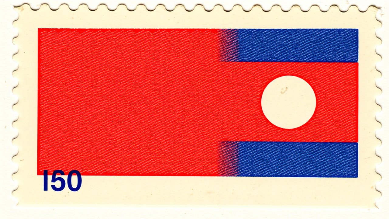 Flag of Laos 🇱🇦 in vintage postage stamp style