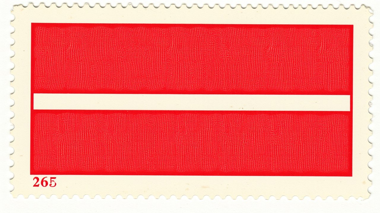Flag of Latvia 🇱🇻 in vintage postage stamp style