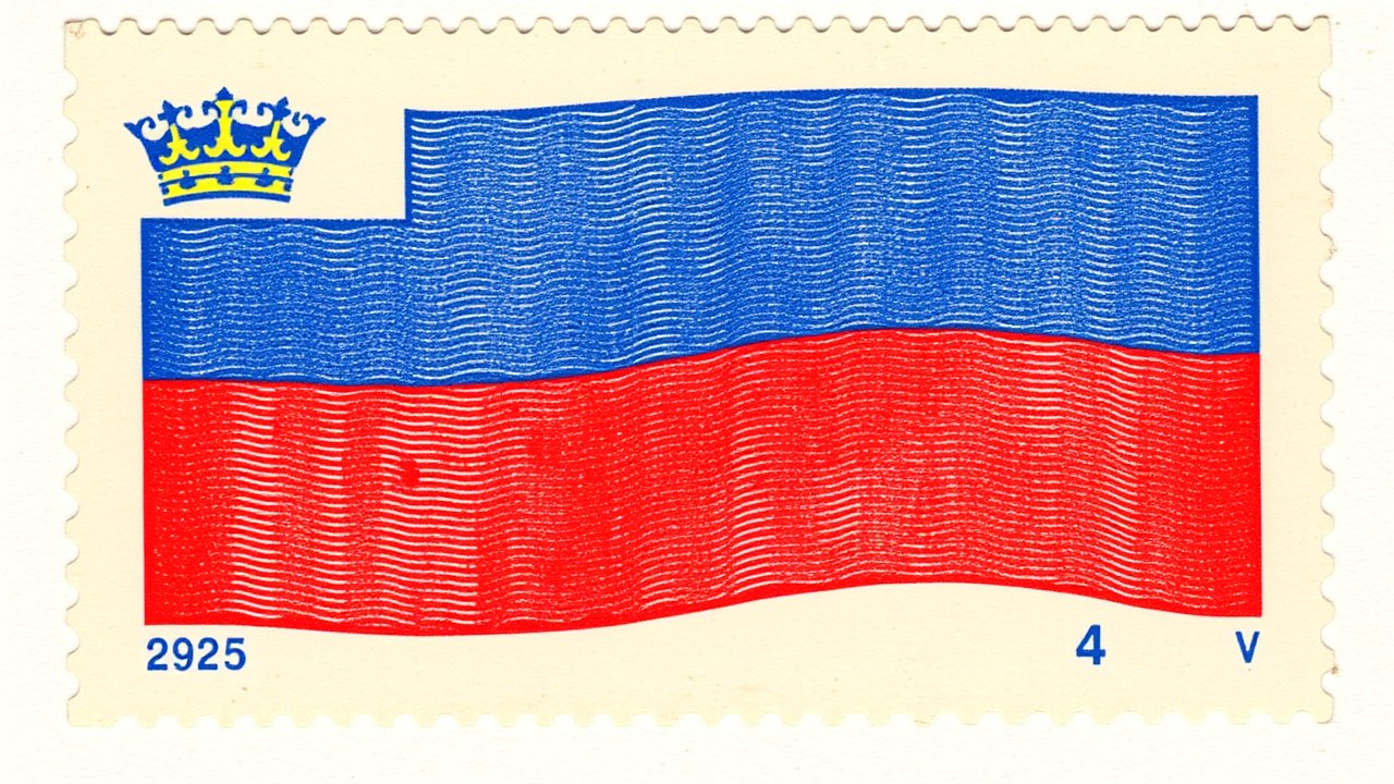 Flag of Liechtenstein 🇱🇮 in vintage postage stamp style