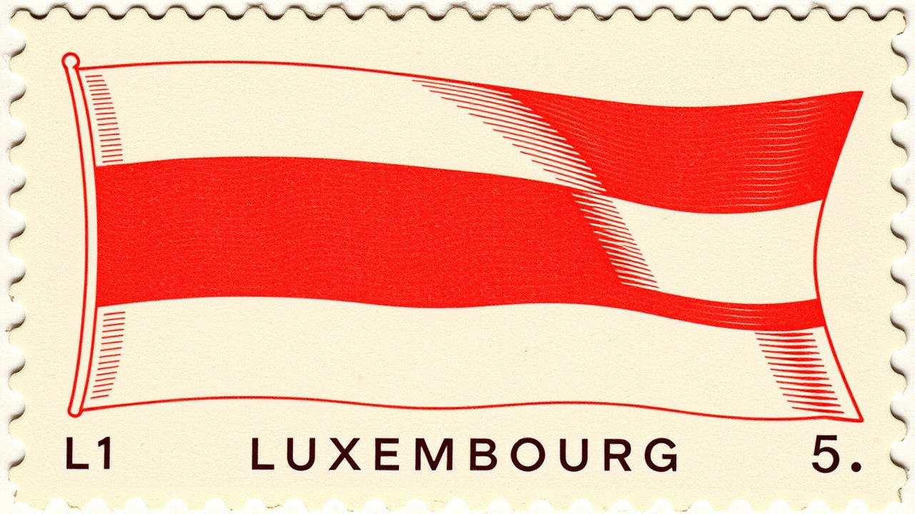 Flag of Luxembourg 🇱🇺 in vintage postage stamp style