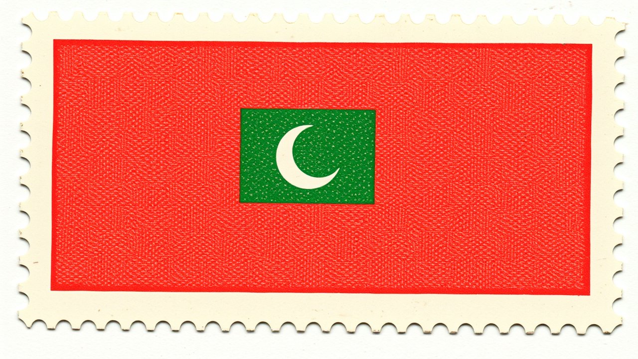 Flag of Maldives 🇲🇻 in vintage postage stamp style