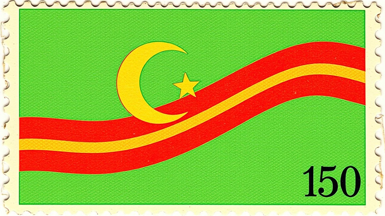 Flag of Mauritania 🇲🇷 in vintage postage stamp style